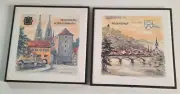 VINTAGE GERMAN Ceramic Kreis Trivet/Hot Plate souvenir set New in Box 6x6x.5H /2