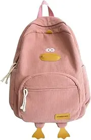 [LIERWOI] Cute Duck Backpack Corduroy Backpack Cartoon Backpacks Kawaii Backpack Funny Backpack for Adults