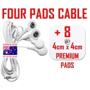 Omron compatible TENS 4 PADS CABLE + 8 PREMIUM 4cm x 4cm ELECTRODE PADS ⭐⭐⭐⭐⭐