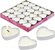 Aomhrek White Heart-Shaped Tealight Candles, White Tealight Candles, Romantic Decorations for Proposals & Valentine's Day, Pack of 50, Long-Lasting Paraffin Wax Candles