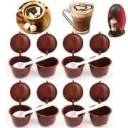 10PCS Brown Reusable Refillable Coffee Capsule Pods Cup For Dolce Gusto Machine