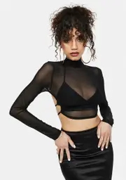 My Jewels On Sheer Mock Neck Crop Top
