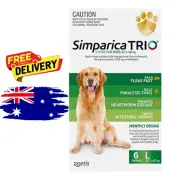 Simparica Trio Flea, Tick & Worming Chews for Dogs 20.1-40kg, Green (Pack of 6)