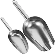 JECOMPRIS 2Pcs Ice Cube Scoop Household Ice Shovel Flour Scoop for Grains Kitchen Tool for Serving Food Tongs Easy to Clean Random Handle Style