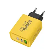 AR-PD05 65W 3-Port USB PD Charger USB-A+2Type-C PD QC3.0 Fast Charging Wall Charger Adapter EU Plug for iPhone 15 14 13