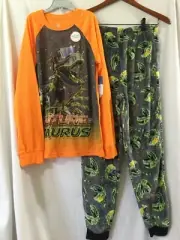 NWT Wonder Nation Dinosaur Fleece pants Pajama Set Boy Coral Gray XL
