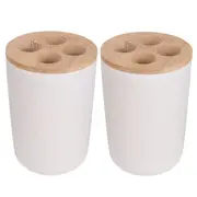 2x Eco Basics Toothbrush/Razor Caddy Holder/Stand Bathroom Storage Organiser WHT