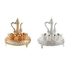 Vintage Coffee Pot Set Teapot Tea Tray Metal Cups for Party Room Living
