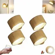 Lights of Sweden Wall Lights, 360°rotate LED Wall Lights, 3 Color Dimmable Magnetic Sconces Lamp for Bedroom Bedside Reading Decor, Touchable and Remote Control, Living Room Gadgets(4CPS-C,Remote cont