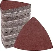 SWZHAI 120 Pcs Triangle Sanding Pads, 120 Grits Detail Sander Sandpaper Hook and Loop Sanding Sheet,3-1/8"(80mm) Triangular Sandpaper for 3-1/8" Oscillating Multi Tool, No Holes