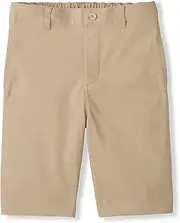 [French Toast] Boys' Adaptive Flat Front Shorts with Hook and Loop Closure and Elastic Waist