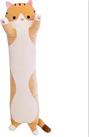 Long Cat Plush Kawaii Body Pillow, Cute Cat Stuffed Animals Soft Plushies. (Long Yellow Cat,130cm=51.1 inch)