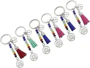 [FOMIYES] 6PCS Colorful Amber Beads Lotus Key Ring with Tassel Creative Seven Chakra Design Keychain for Bags Yoga Accessories and Stylish Ornaments Mixed Color