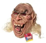 Deluxe GHOUL LONG HAIR MASK Adult Costume Halloween Wig Monster Old Man Rubber