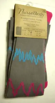 Compression Socks By Nurseology, Knee High, Medical Theme, L/XL, 20-30mmHg, New