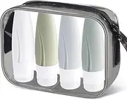 Heatunk 4-Pack Travel Bottles Set: Leak Proof Silicone Containers for Toiletries, Shampoo, Refillable and Squeezable - Ideal for Men and Women (2oz)