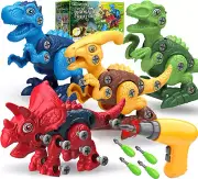 Dinosaur Toys for 3, 4, 5, 6, 7 Year Old Boys, Take Apart Toys with Electric Dri