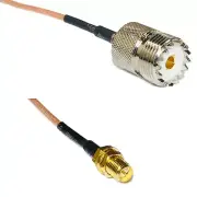 12in RG316 SO239 UHF Female to RP-SMA FEMALE RF Cable
