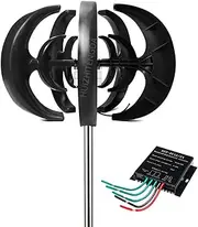 3500W Black Lanterns Wind Turbine Generator Kit, 5 Blade Wind Power Generator W/Controller 12V 24V 48V 220V for Home, Outdoor, Garden Lighting,48V