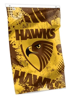 Hawthorn Hawks Team Logo AFL Aussie Rules WALL Flag Banner with Hang Eyelets