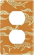 Chinese Pattern fish sea Orange Decorative switch plate unique plates for light switches tapa para interruptor de luz 4.53" x 2.76" Toggle Switch