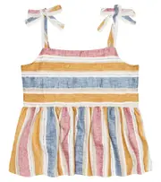 [Il Gufo] Il Gufo Striped linen-blend top Y 2 multicoloured