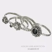 Authentic Lori Bonn Silver "Unflappable" Stack Ring Size 6 313403SWJT