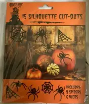 15 x SILHOUETTE CUT-OUTS * SPIDERS & COB WEBS * Halloween Decoration Prop * NEW