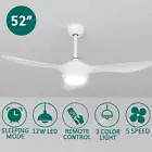 52" Ceiling Fan with LED Lights Remote Ceiling Fans DC Motor 3 Blades 1300mm