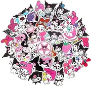 Kuromi and My Melody Stickers Pack| 50pcs Cute My Melody Kuromi Sanrio Stickers for Laptop Water Bottle Travel Case Phone Skateboard - Vinyl Waterproof Kawaii Stickers for Kids Adults Teens Girls