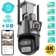 Smart AI Auto Tracking Outdoor Wi-Fi PTZ Camera 4K 8MP HD Dual-Lens Dual Screen