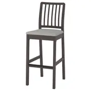 EKEDALEN bar stool with backrest, dark brown/Orrsta light grey, 75 cm