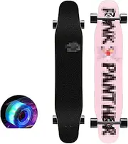 Sports Longboard Skateboard, 47" 7-Layer Hard Rock Maple Pen Ink Pattern Four-Wheel Flash Professional Dance Board Longboard Suitable for Beginners Adults