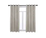 MadeSmart 2 Panels Kids Blackout Curtains with Silver Star Print for Bedroom Living Room-Gray