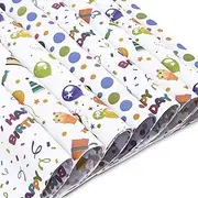 Larcenciel Birthday Wrapping Tissue Paper, 60 Sheets, 4 Designs, 20x14in