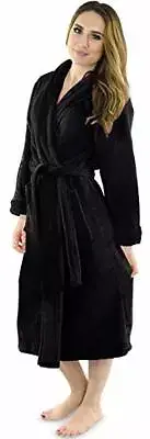 Women Fleece Bath Robe Plush Shawl Collar Spa Robe Soft Fluffy Lot NY Threads