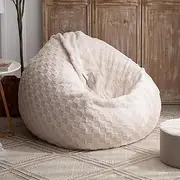 Giant Bean Bag Chair Bed for Adults(No Fillers) Bean Bag Cover Without Filler Pouf Ottoman Beanbag Puff Chair Home Decor Sofa Puff Futon(White,80cm)