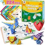 Mocoosy 224 Sheets Origami Paper Craft Kit for Kids - Double Sided Color Square Folding Papers with 72 Patterns & Guiding Book - Art Project Supplies for Girls and Boys Ages 8-12 Birthday Gift