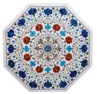 2' white dining coffee center marble table top inlay malachite decor C29