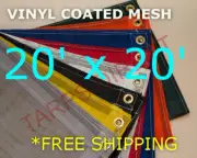 20' x 20' Vinyl Coated Mesh Tarp - Dump Truck Trailer Wind Break Fence Cover