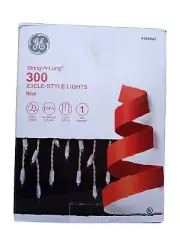 GE Icicle-Style Lights String-A-Long 300ct, Blue Light, White Wire,13.2 Ft long