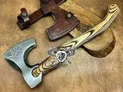 Custom Gift Forged Carbon Steel Viking Axe with Rose Wood Shaft, 60 cm (Axe-27)