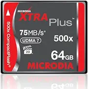 MICRODIA Xtra Plus CF Card 64GB UDMA-7 500X VPG 20 75MB/S 25211