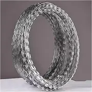 Razor Wire Barbed Wire Stainless Steel Razor Wire Fencing, Anti-Climbing Barbed Wire Fencing Razor Wire, Helical Wire Roll Concertina Wire, Not Easy to Touch (Color : Silver-45cm/Double Spiral, Size