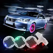 Car Tire Wheel Lights, 4pcs Air Valve, Hub Lamp Cap Light with Motion Sensors Colorful LED Tire Light Gas Nozzle for Car Bicycle Motorcycles Accessories
