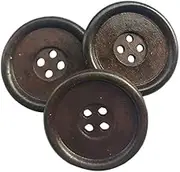 Chenkou Craft 30pcs Big Size 40mm 1 1/2" Round Wood Buttons 4 Holes Craft Sewing Button (Coffee)