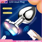 Colourful LED Light Metal Butt Plug Vibrator APP Control Anal Prostate Sex Toys