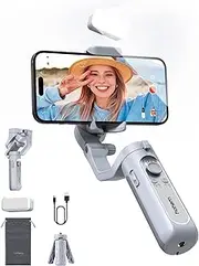 iSteady XE Phone Gimbal Stabilizer,3 axis Phone Gimbal,Magnetic Fill Light,Portable and Foldable, and Android stabilizer,one Button Start,Gimbal for Video Recording. Grey iSteady XE Kit
