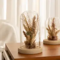 在飛比找PChome24h購物優惠-【YU Living】LED 永生花束裝飾玻璃盅 乾燥花束玻