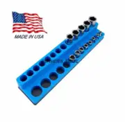 Mechanics Time Saver 1/4 Drive Magnetic Socket Holder Metric Deep Organizer USA
